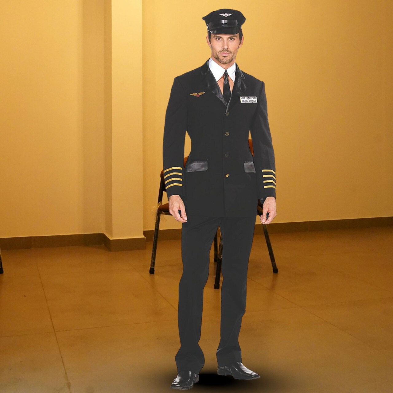Men's Pilot Costume Hugh Jorgan Dashing Funny Halloween Outfit